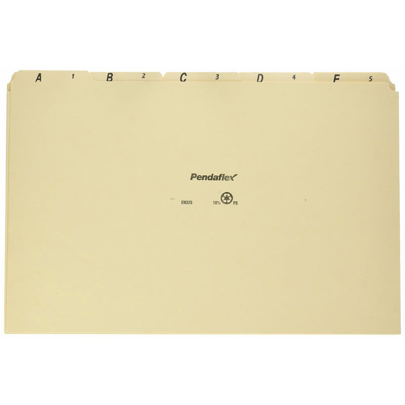 Pendaflex EN325 A-Z Top Tab Recycled File Guides, 18 pt. Manila, 1/5 Tab, Legal Size, 25/set