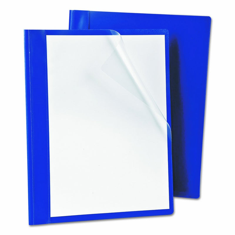 Oxford 52702 PressLock Report Cover, Prong Clip, Letter, 1/2" Capacity, Clear/Blue (Box of 25)