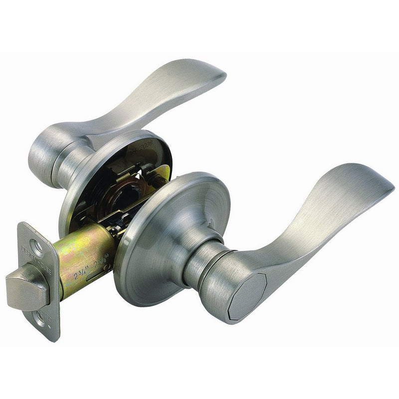 Design House 700484 Springdale 2-Way Latch Passage Door Handle, Adjustable Backset, Satin Nickel Finish