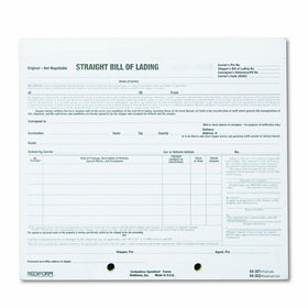 Rediform 44302 Bill of Lading Short Form, 7 x 8 1/2, Four-Part Carbonless, 250 Forms