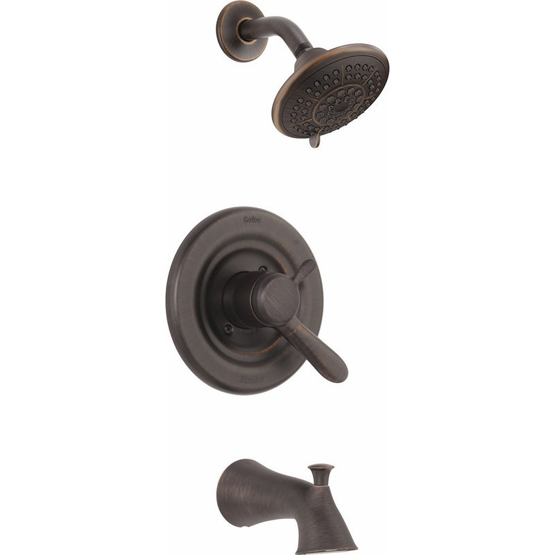Delta T17438-RB Lahara 17 Series Dual-Function Tub and Shower Trim Kit with 5-Spray Touch Clean Shower Head, Venetian Bronze (Valve Not Included)