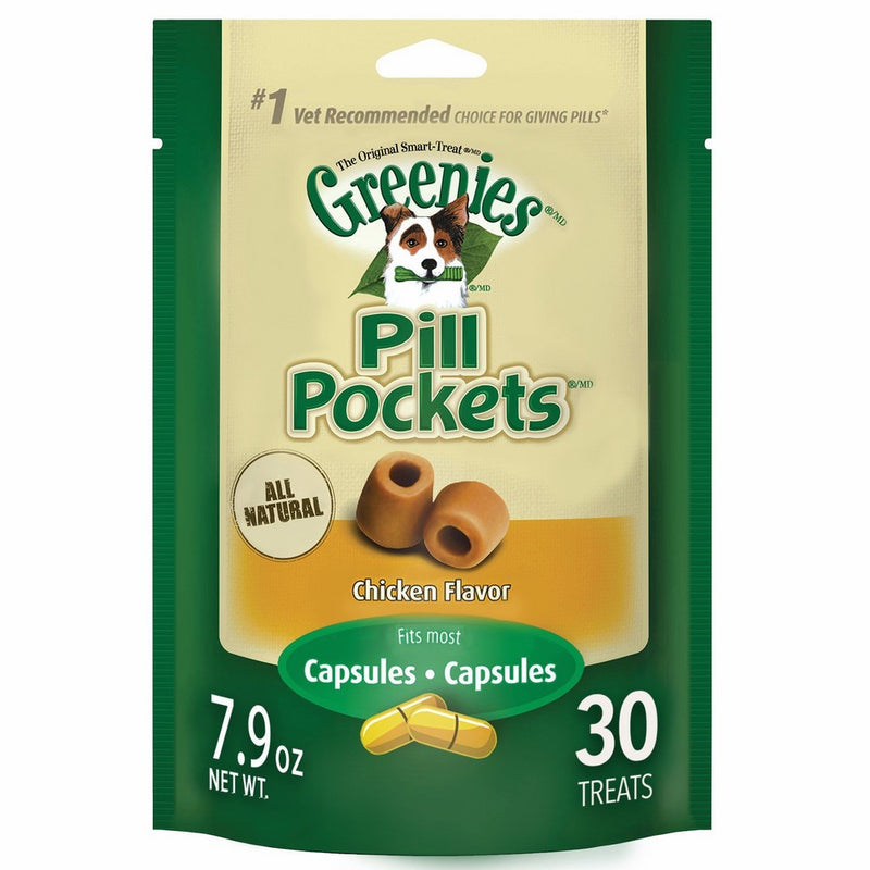 Greenies PILL POCKETS Soft Dog Treats, Chicken, Capsule, 7.9-oz. 30-count pack of PILL POCKETS Treats for Dogs Chicken Flavor #1 vet-recommended choice for giving pills