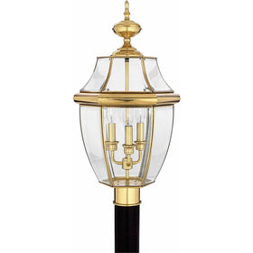 Quoizel NY9043B Newbury 3-Light Outdoor Lantern, Polished Brass