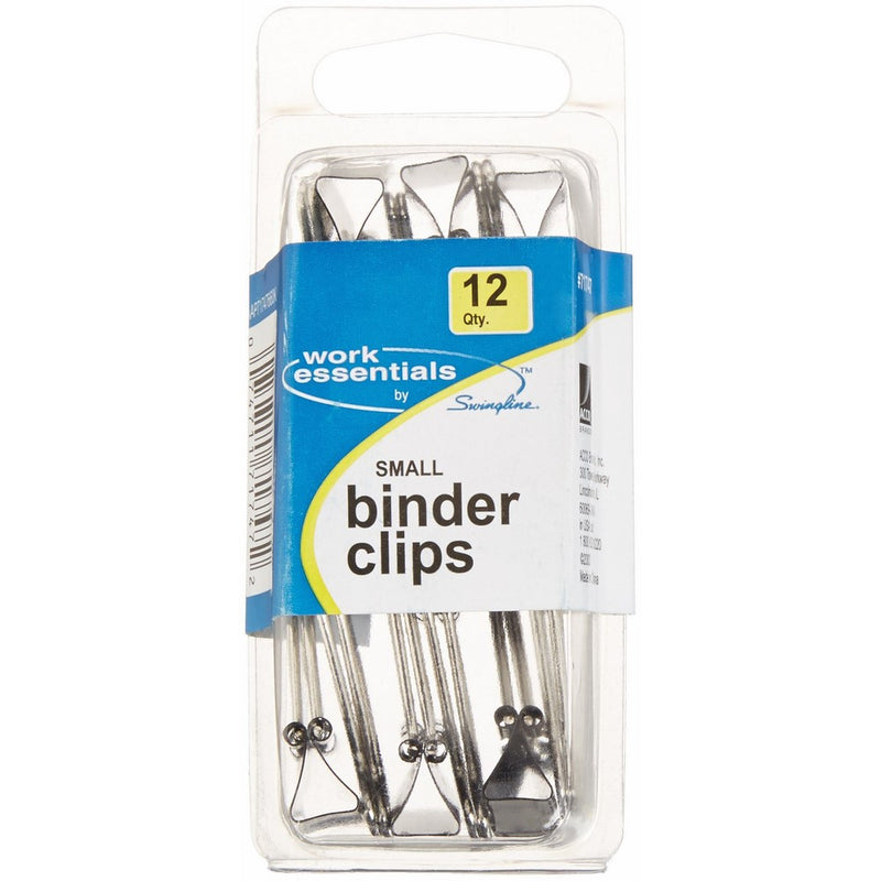 Swingline Work Essentials Small Binder Clips, Black, 12 Count (S7071747)