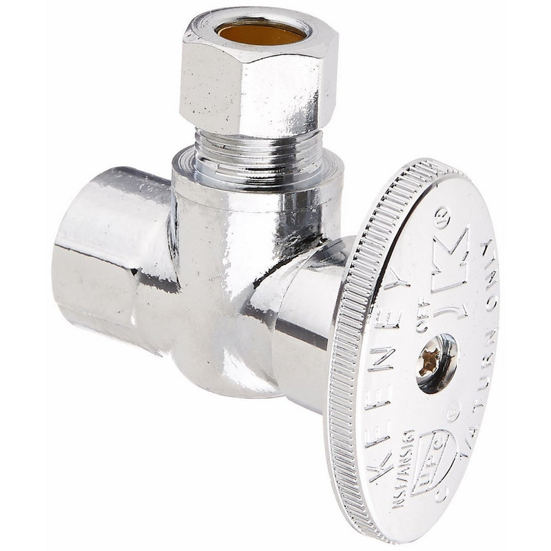 Keeney 2047PCLF 3/8-Inch FIP by 3/8-Inch O.D. Lead Free Quarter Turn Angle Valve, Chrome