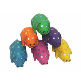 Multipet 9-Inch Latex Polka Dot Globlet Pig Dog Toy, Assorted Colors