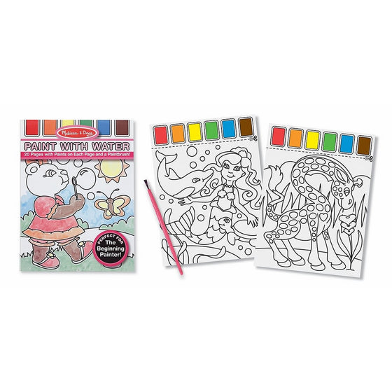 Melissa & Doug Paint With Water Kids' Art Pad With Paintbursh - Playtime, Fairies, Animals, and More