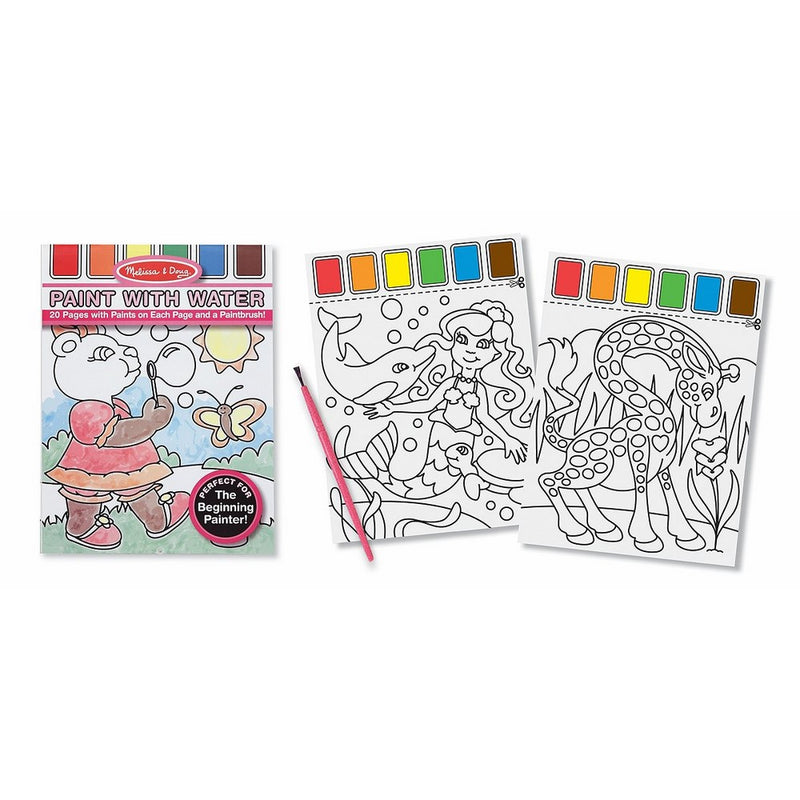 Melissa & Doug Paint With Water Kids' Art Pad With Paintbursh - Playtime, Fairies, Animals, and More