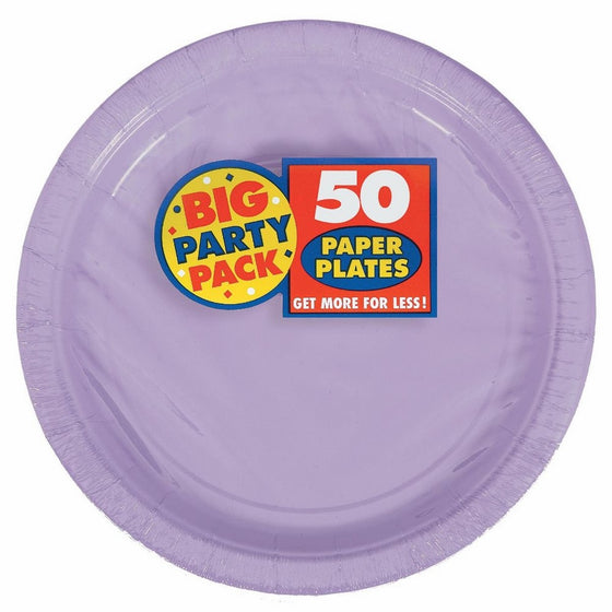 Amscan Big Party Pack 50 Count Paper Dessert Plates, 7-Inch, Lavender