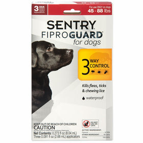 SENTRY Fiproguard Flea and Tick Topical for Dogs, 45-88 lbs, 3 Month Supply