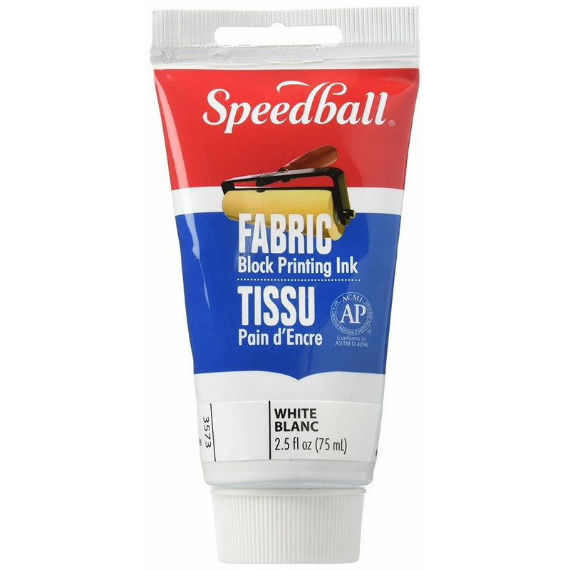 Speedball 003573 Fabric Block Printing Ink – Premium Fabric Block Printing Ink 2.5 FL OZ (75CC), White