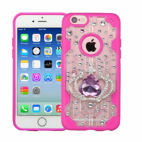 Asmyna Carrying Case for Apple-iPhone 6S/6 - Retail Packaging - Pink Crown Crystal 3D