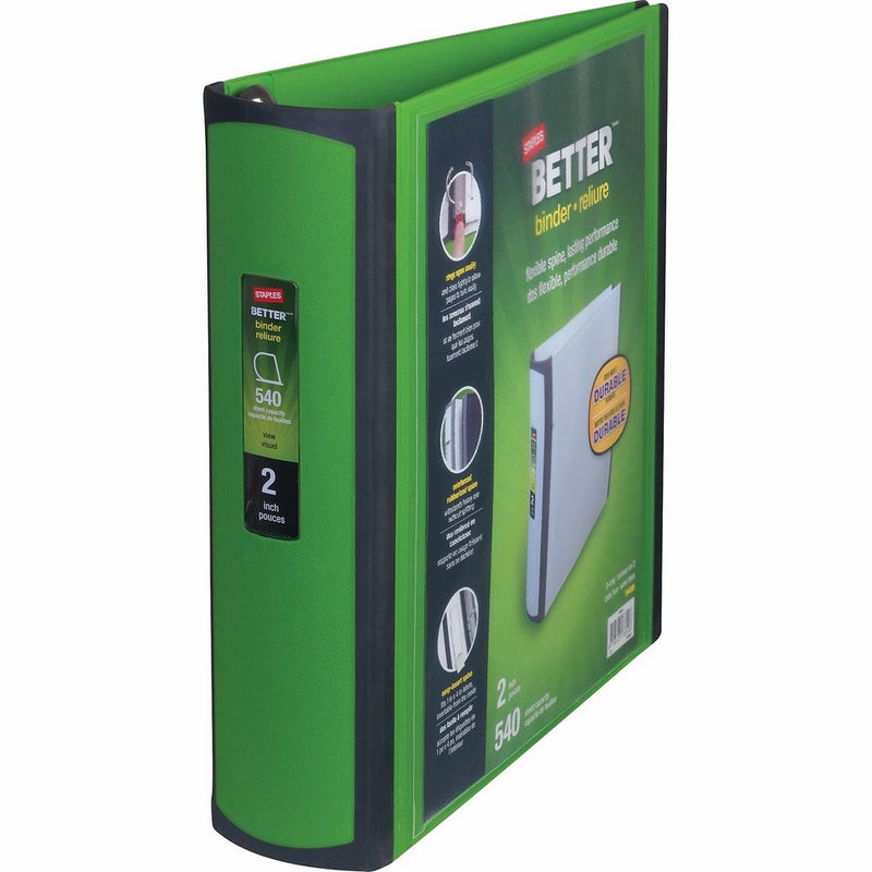 Staples Better Binder, 2-Inch, Green