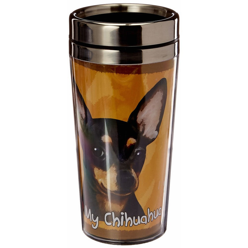 E&S Pets Stainless Steel Chihuahua Black Tumbler, 16 oz