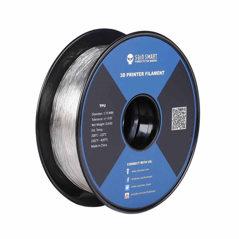 SainSmart Clear Flexible TPU 3D Printing Filament, 1.75 mm, 0.8 kg, Dimensional Accuracy /- 0.05 mm