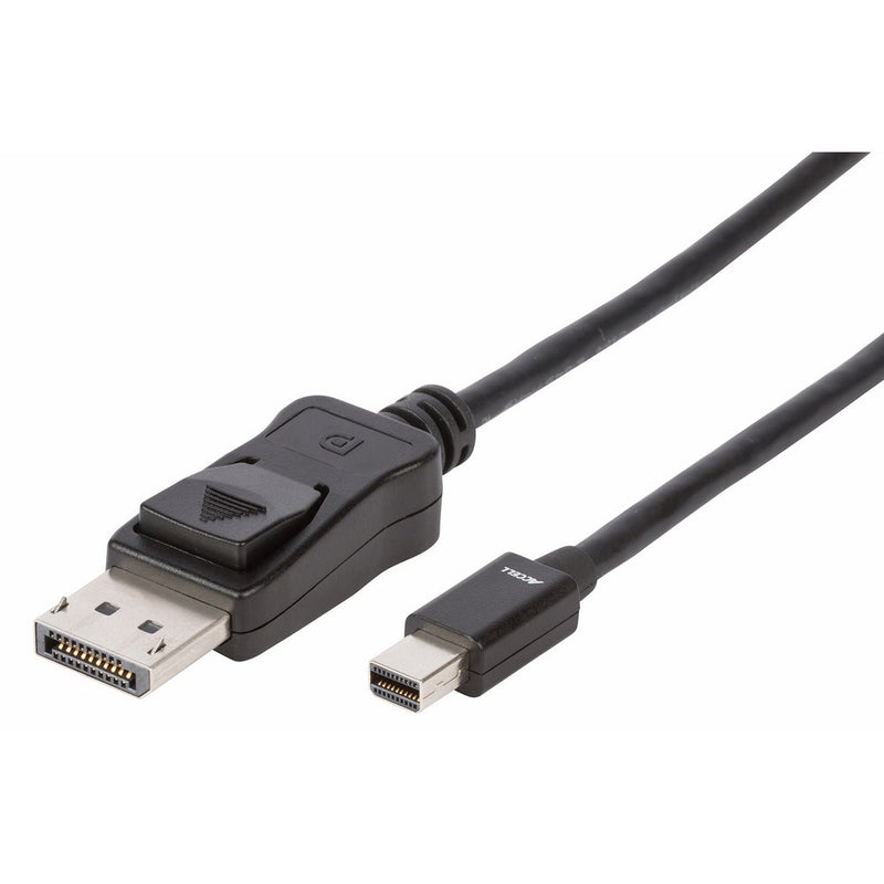 Accell Mini DisplayPort to DisplayPort 1.2 Cable with Locking Latch - 6.6 Feet (2 Meters), Black, DP 1.2 supports 4K UHD, 1080p, and 3D video up to 2560x160060Hz