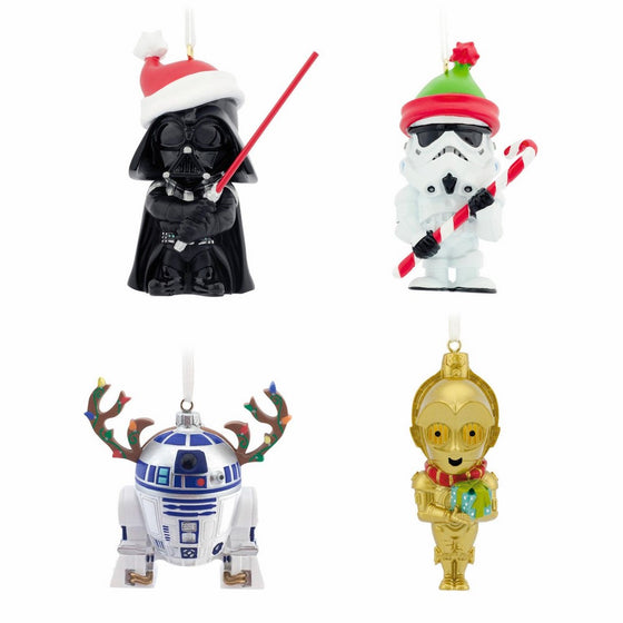 Hallmark Star Wars Cutie-style Darth Vader Storm Trooper R2D2 and C3PO Collectors Set Christmas Ornaments