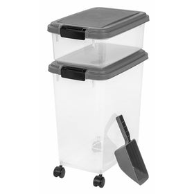 IRIS 3- Piece Airtight Pet Food Storage Container Combo, Dark Gray