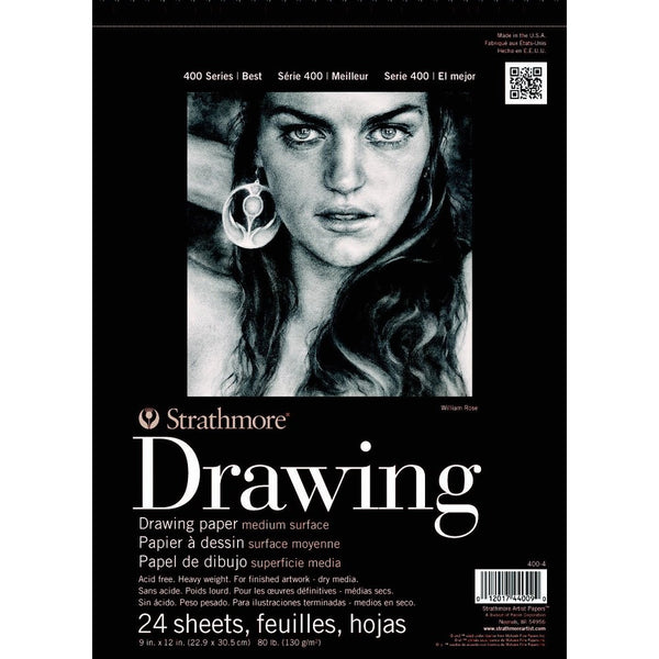 Strathmore 400-8 18-Inch by 24-Inch Drawing Medium Paper Pad, 24-Sheet