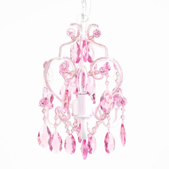 Tadpoles 3-Bulb Vintage Plug-In or Hardwired Mini-Chandelier, Pink Sapphire