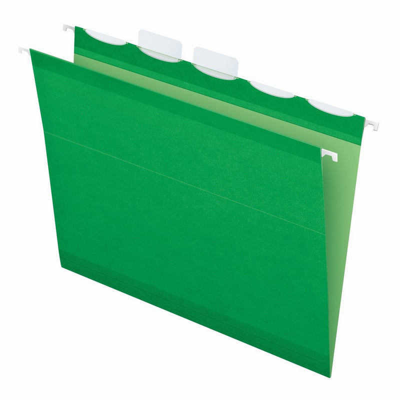 Pendaflex Ready-Tab Reinforced Hanging File Folders, Letter Size, Bright Green, 5 Tab, 25/BX (42626)