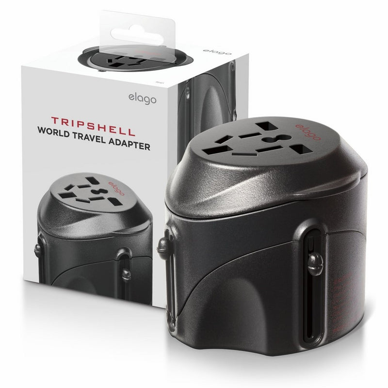 Tripshell International TR-Adap-BK Travel Plug Adapter With Surge Protection, Retail Package (Black)