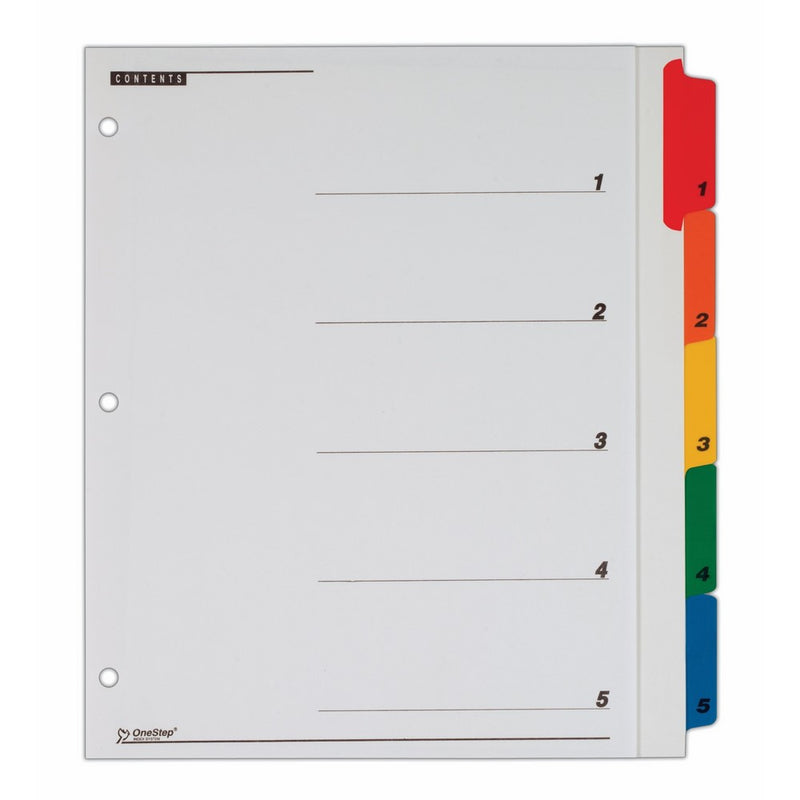 Cardinal by TOPS Products OneStep Plus Index System, Extra Wide, 11 x 9.25 Inches, 5-Tab, Numbered, Multi-Color, 1 Set (61318)