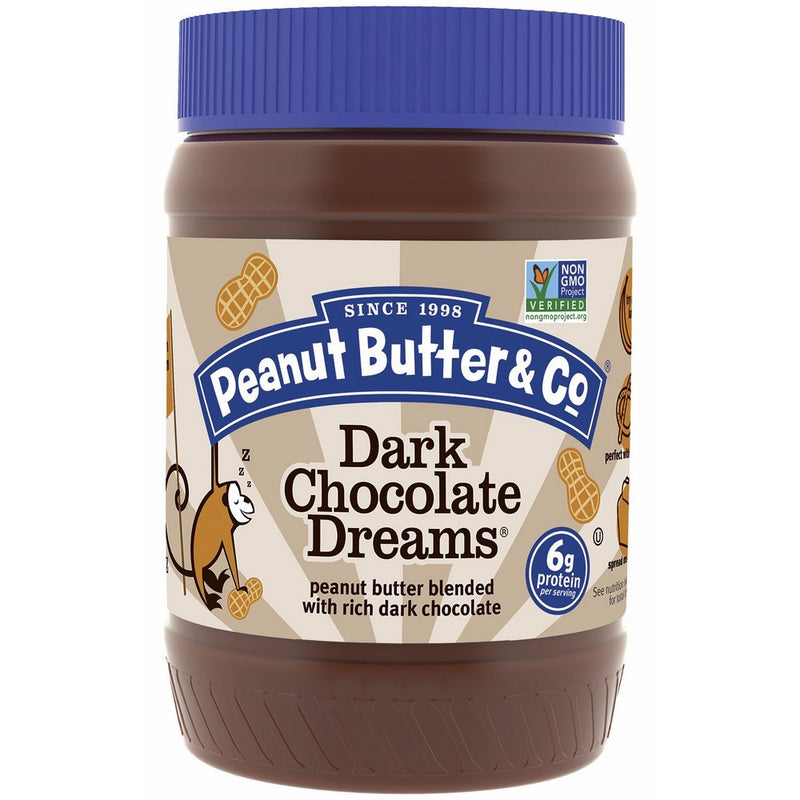 Peanut Butter & Co. Non-GMO, Gluten Free, Vegan Peanut Butter, Dark Chocolate Dreams, 16 Ounce Jars (Pack of 6)