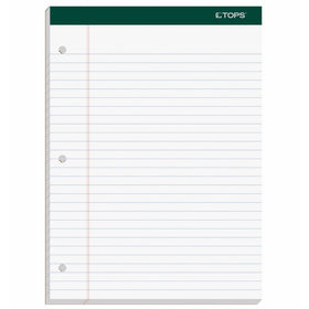 TOPS Docket Writing Pads, 8-1/2" x 11-3/4", Legal Rule, White Paper, 3-Hole Punched, 100 Sheets, 3 Pack (63393)