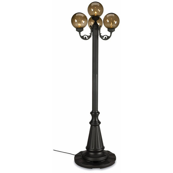 European 00470 Black Body With Four Bronze Globes 80-inches Tall