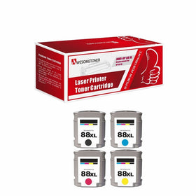 Awesometoner Remanufactured Ink Cartridge Replacement for HP 88XL ( Black,Cyan,Magenta,Yellow , 4-Pack )