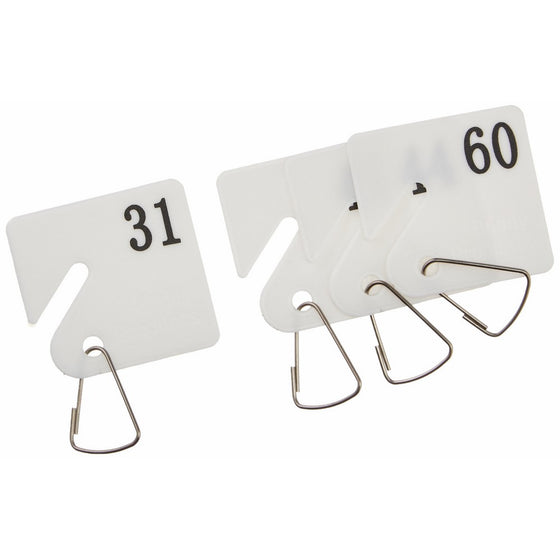 Buddy Products Plastic Key Tags, Numbered 31-60, White (0032)