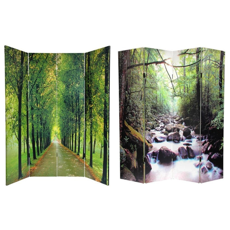 Oriental Furniture 6 ft. Tall Double Sided Path of Life Canvas Room Divider