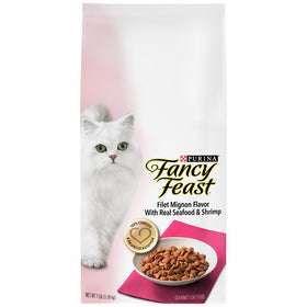 Purina Fancy Feast Gourmet Dry Cat Food Filet Mignon Flavor with Real Seafood and Shrimp