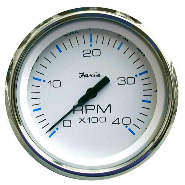 Faria Beede Instruments 33842 4 in. Chesapeake White Stainless Steel Tachometer - 4,000 RPM