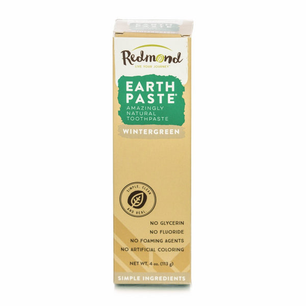 REDMOND - Earthpaste All Natural Non-Fluoride Vegan Organic Non GMO Real Ingredients Toothpaste, Wintergreen, 4 Ounce Tube