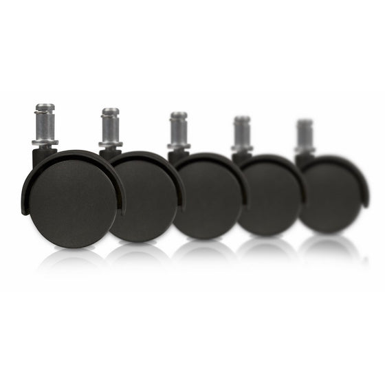 Slipstick CB682 2 Inch Replacement Office Chair Wheels (Set of 5 Casters) Universal Standard Size Stem 7/16 Inch x 7/8 Inch - Black Plastic