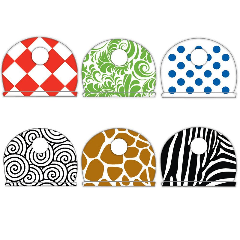 Lucky Line Designer Pattern Key Identifier Caps, Assorted Colors, 4 Pack (16304)