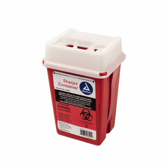 Dynarex Sharps Container - Biohazard Phlebotomy Needle Disposable - Puncture Resistant - One Handed Use - 1 Quart