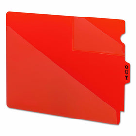 Smead 61960 Out Guides with Diagonal-Cut Pockets, Poly, Letter, Red (Box of 50)