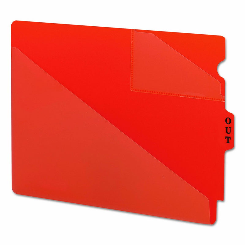 Smead 61960 Out Guides with Diagonal-Cut Pockets, Poly, Letter, Red (Box of 50)