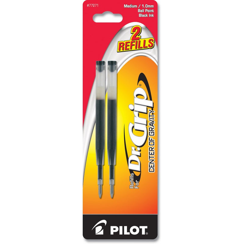 Pilot Dr. Grip Center of Gravity Ballpoint Ink Refill, 2-Pack, Medium Point, Black Ink (77271)