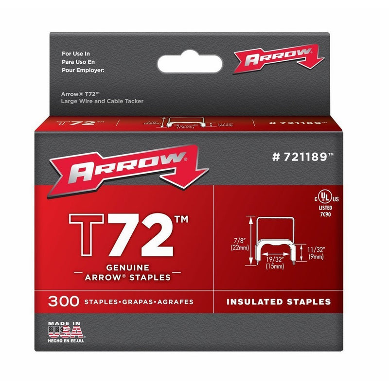 Arrow Fastener 721189 Genuine 1/2-Inch T72 Insulated Staple, 300-Pack