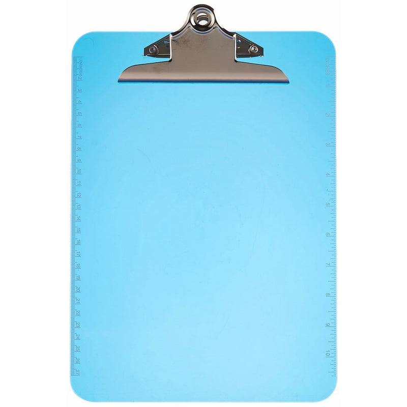 Sparco Transparent Plastic Clipboard, 9 x 12-1/2 Inches, Blue (SPR01863)