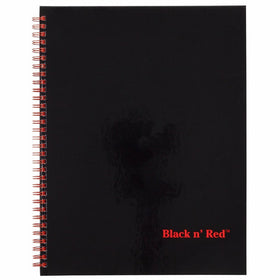 Black n' Red Twin Wire Hardcover Notebook, 11" x 8-1/2, Black/Red, 70 Ruled Sheets (K67030)