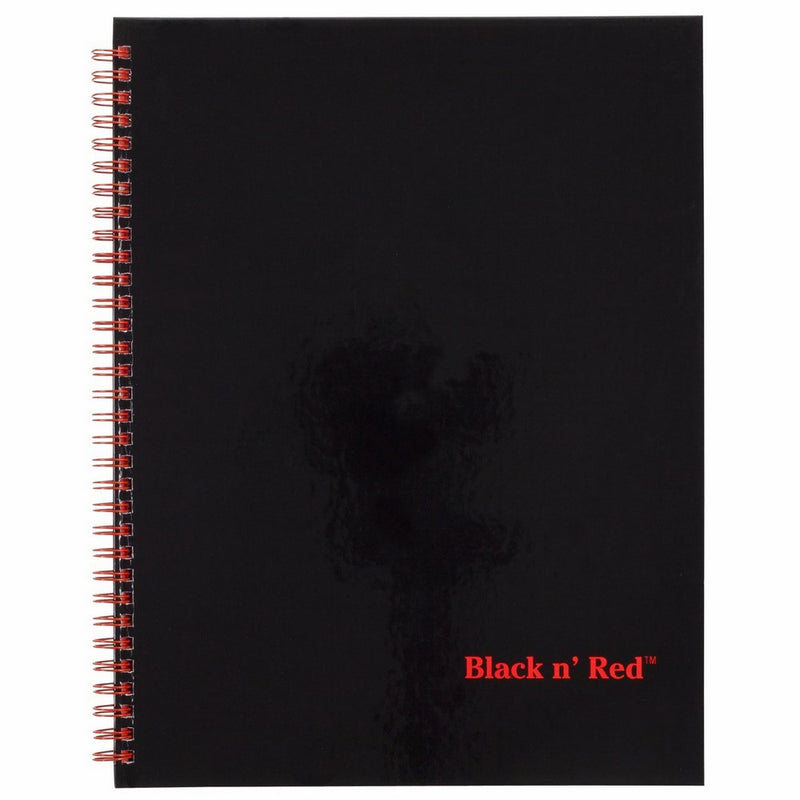 Black n' Red Twin Wire Hardcover Notebook, 11" x 8-1/2, Black/Red, 70 Ruled Sheets (K67030)