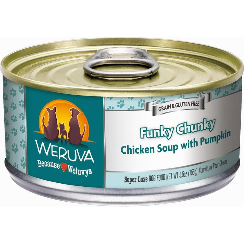Weruva Classic Dog Food, Funky Chunky Chicken Soup with Chicken Breast & Pumpkin in Gravy, 5.5oz Can (Pack of 24)