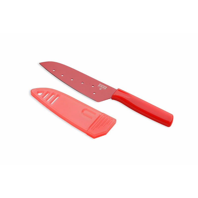 Kuhn Rikon 5-Inch Nonstick Colori Santoku Knife,Red