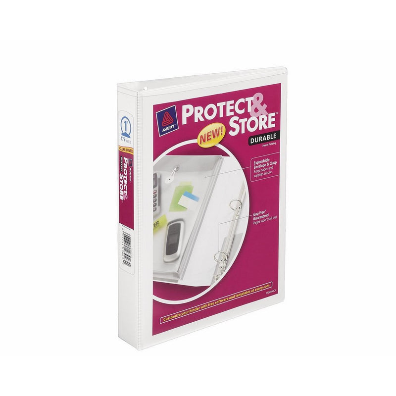 Avery Mini Protect and Store View Binder with 1 Inch EZ-Turn Ring, 5.5 x 8.5 Inches, White (23011)