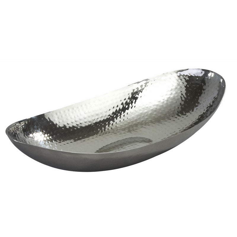 Elegance Hammered 13-1/2 by 7 by 3-Inch Stainless Steel Oval Fruit Bowl, Model 72652